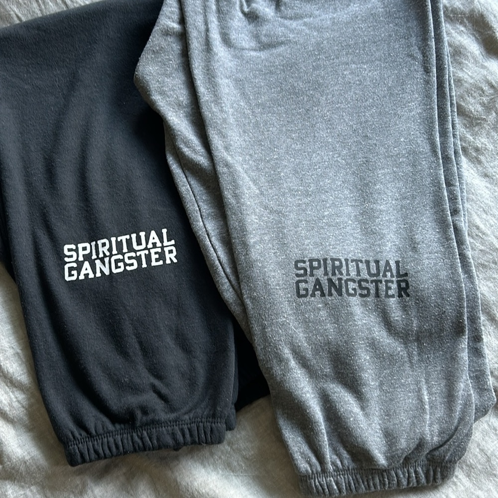2 pairs Spiritual Gangster Women’s Sweatpants Jogger Grey and Black